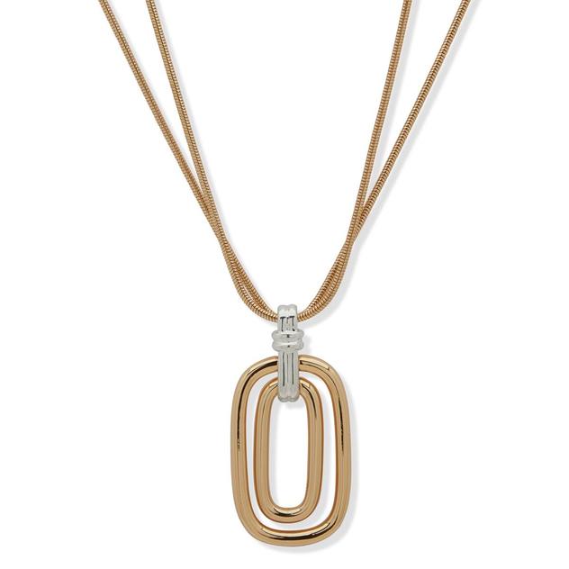 Anne Klein Two-Tone Snake Chain Pendant Necklace