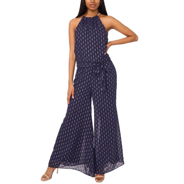 Womens MSK Sleeveless Foil Dash Stripe Halter Neck Jumpsuit