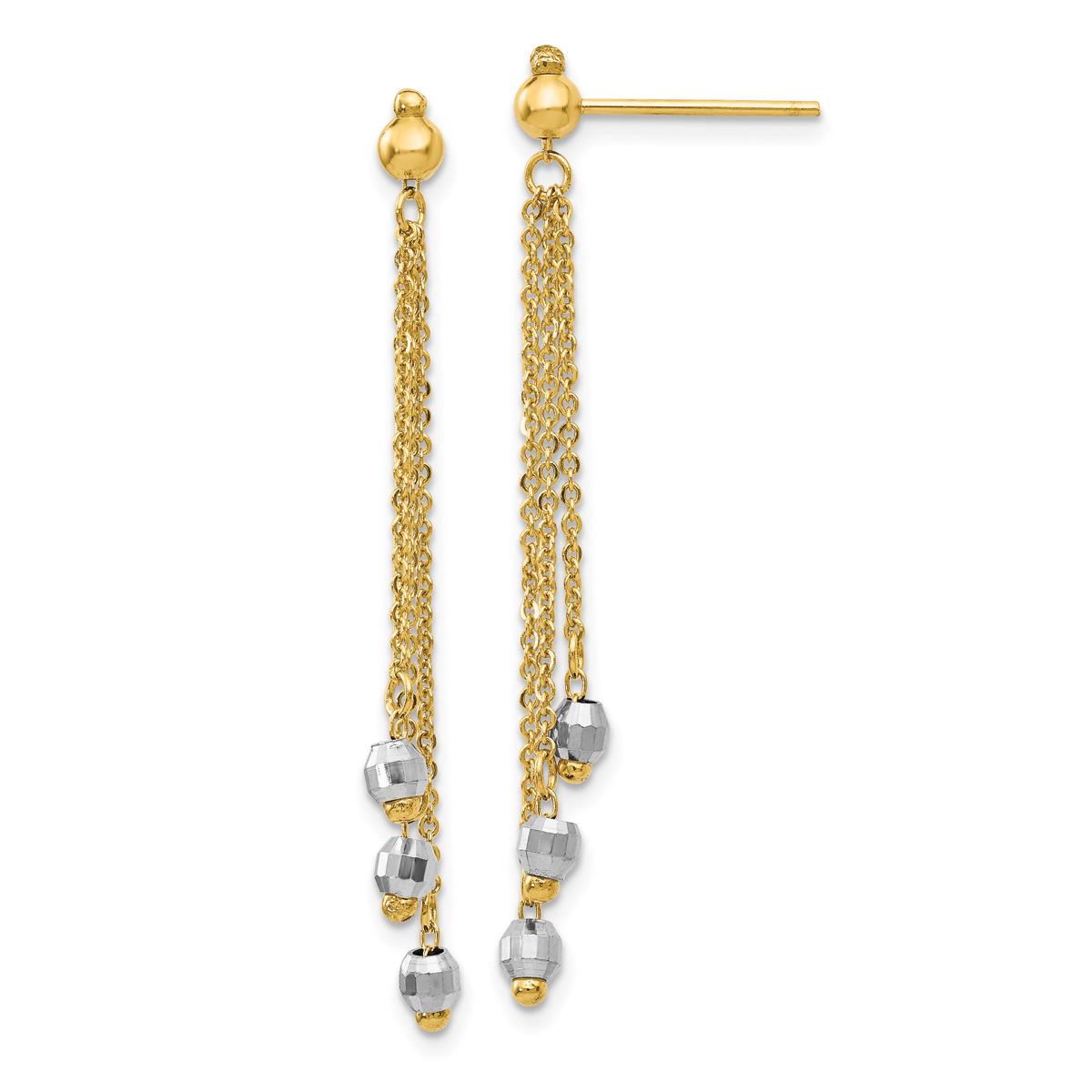 Gold Classics(tm) 14kt. Two-Tone Cable Chain Bead Earrings