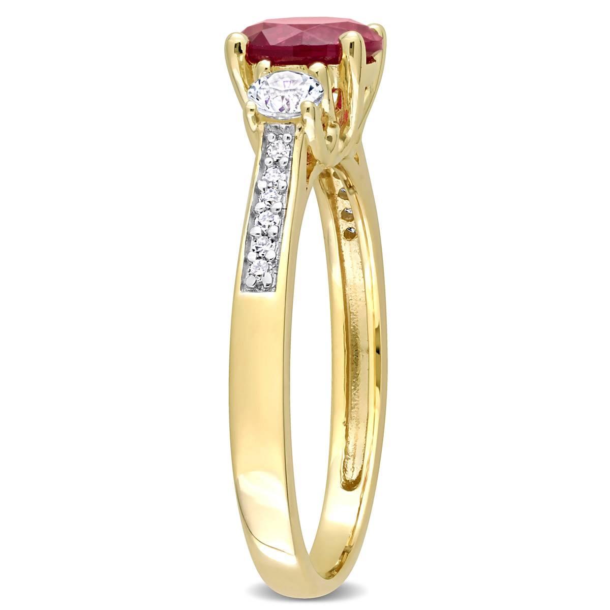 Gemstone Classics™ White Sapphire & Lab Created Ruby Ring