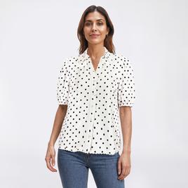Womens Adrianna Papell Short Sleeve Crochet Trim Timeless Blouse