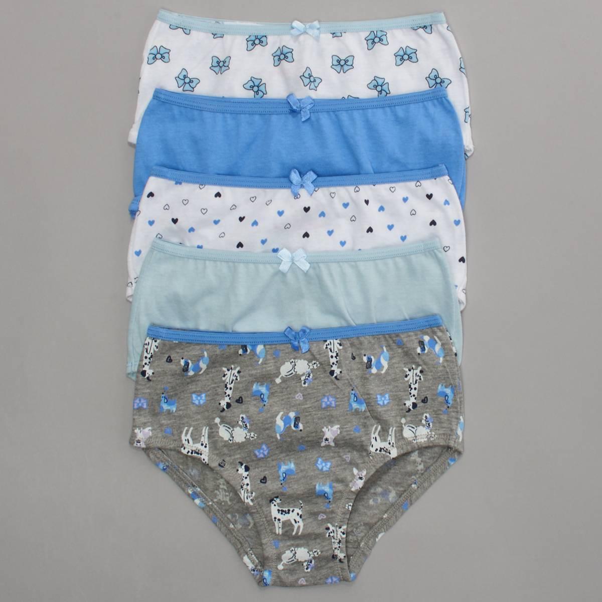 Girls (7-16) René Rofé® 5pk. Jade Dogs/Hearts/Bows Briefs