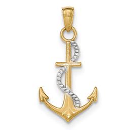 Unisex Gold Classics(tm) 14kt. Two-Tone Rope & Anchor Pendant