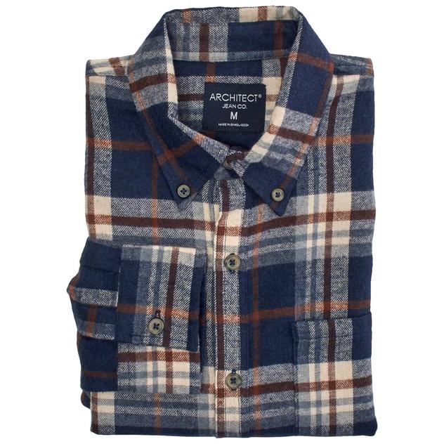 Young Mens Architect® Jean Co. Flannel Button Down - Navy/Orange