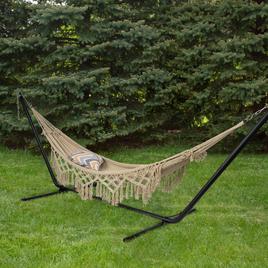 Northlight Seasonal Macrame Hammock with Patterned Tassels