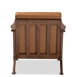 Baxton Studio Bianca Modern Wood & Leather Effect Lounge Chair