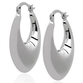 Gianni Argento Silver Plated Puffed Oval Hoop Earrings