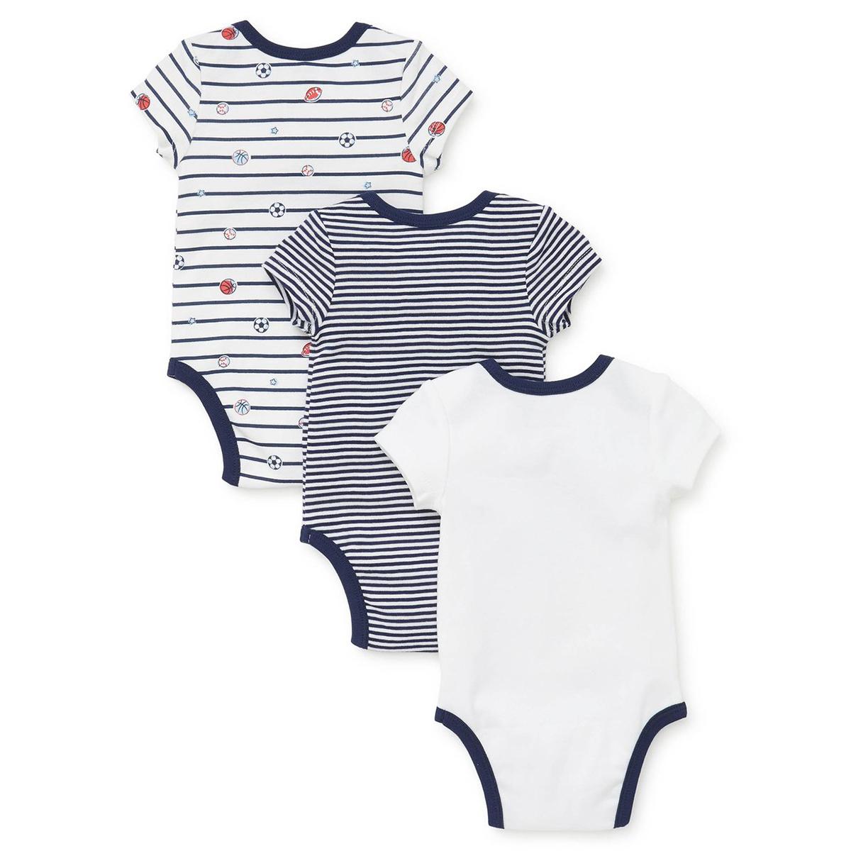 Baby Boy (NB-9M) Little Me 3pk. Short Sleeve Sports Bodysuits