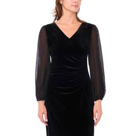 Womens MSK Long Sleeve Velvet Surplice Side Slit Maxi Dress