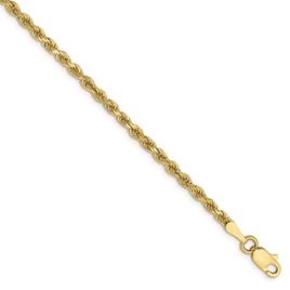 Gold Classics(tm) 10kt. 7in. Diamond-Cut Rope Chain Bracelet
