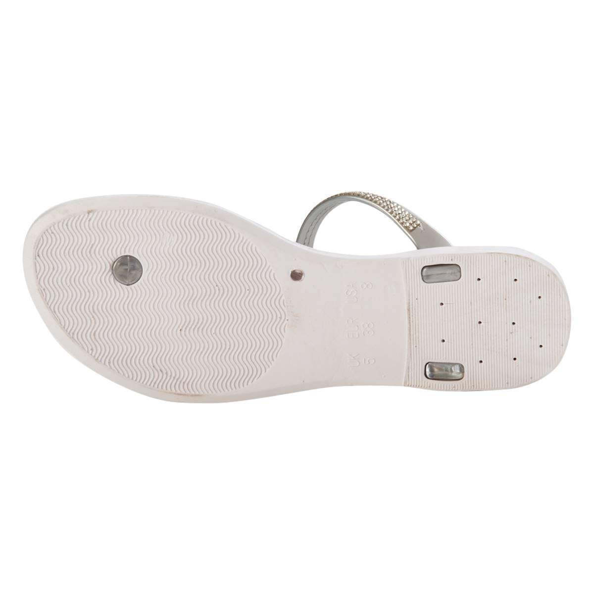 Womens Ashley Blue T-Strap Flip Flops w/Rhinestones