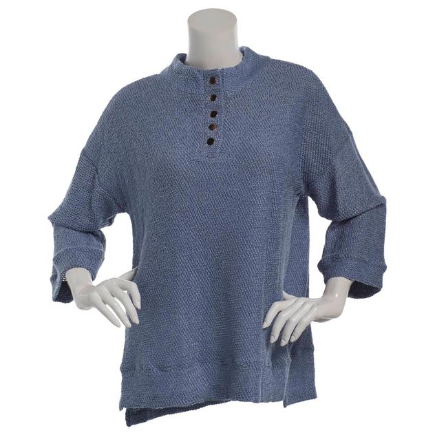 Petite Robert Louis 3/4 Sleeve Mock Neck Popcorn Sweater