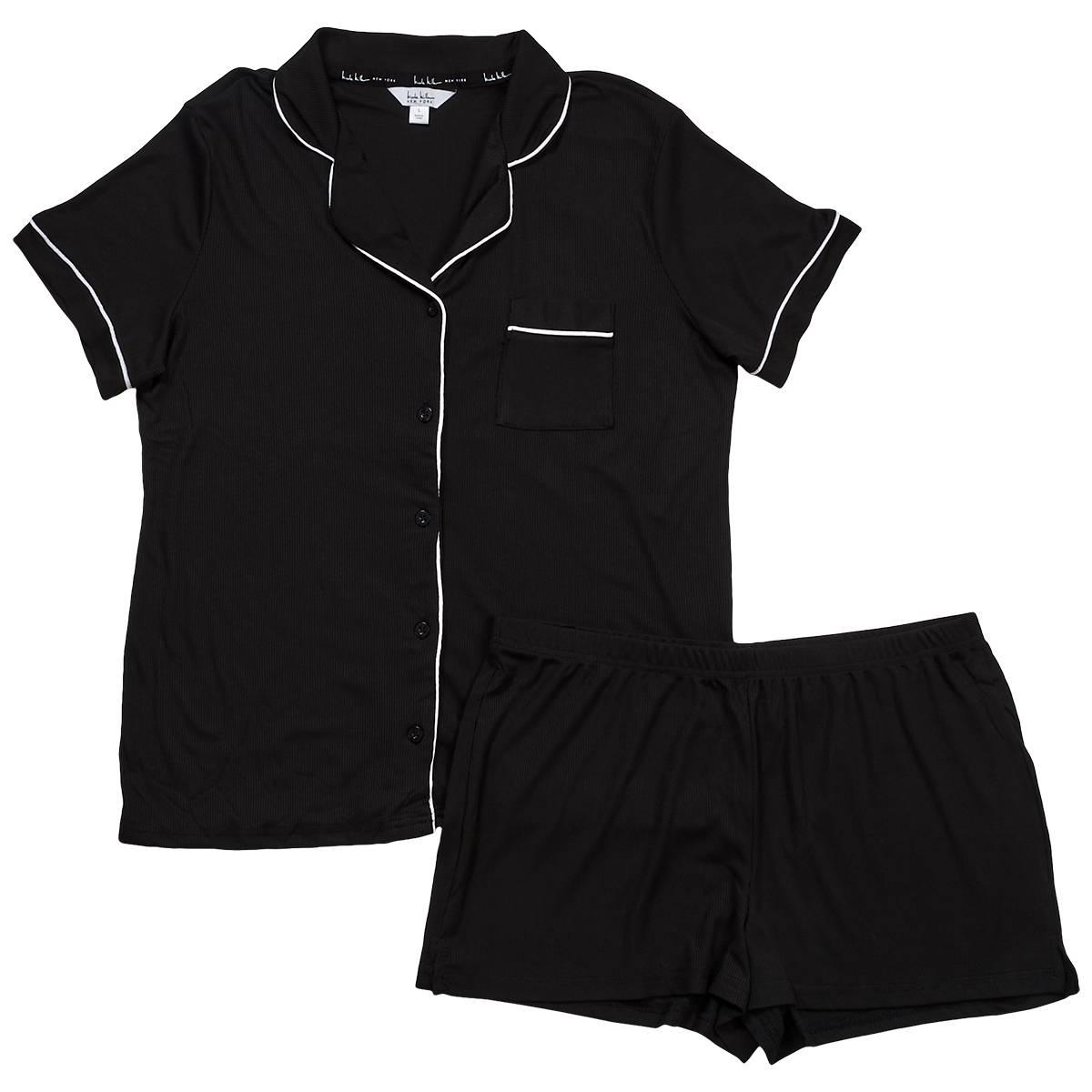 Womens Nicole Miller Short Sleeve Solid Shorty Pajama Set