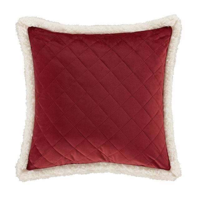 J. Queen New York Casey Sherpa Crimson 18in. Quilted Pillow