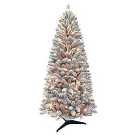 Puleo International 6ft. Pre-Lit Flocked Pine Christmas Tree