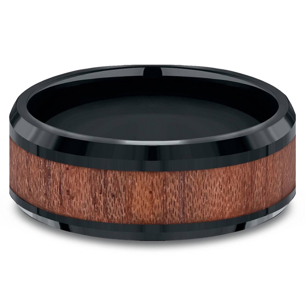 Mens Endless Affection™ 8mm Black Cobalt Rosewood Inlay Band