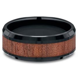 Mens Endless Affection™ 8mm Black Cobalt Rosewood Inlay Band