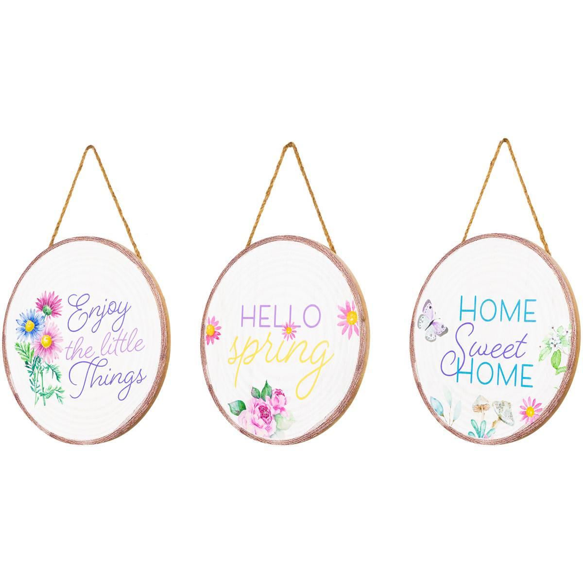Northlight Seasonal Spring Floral Hanging Wall Signs - Set of 3