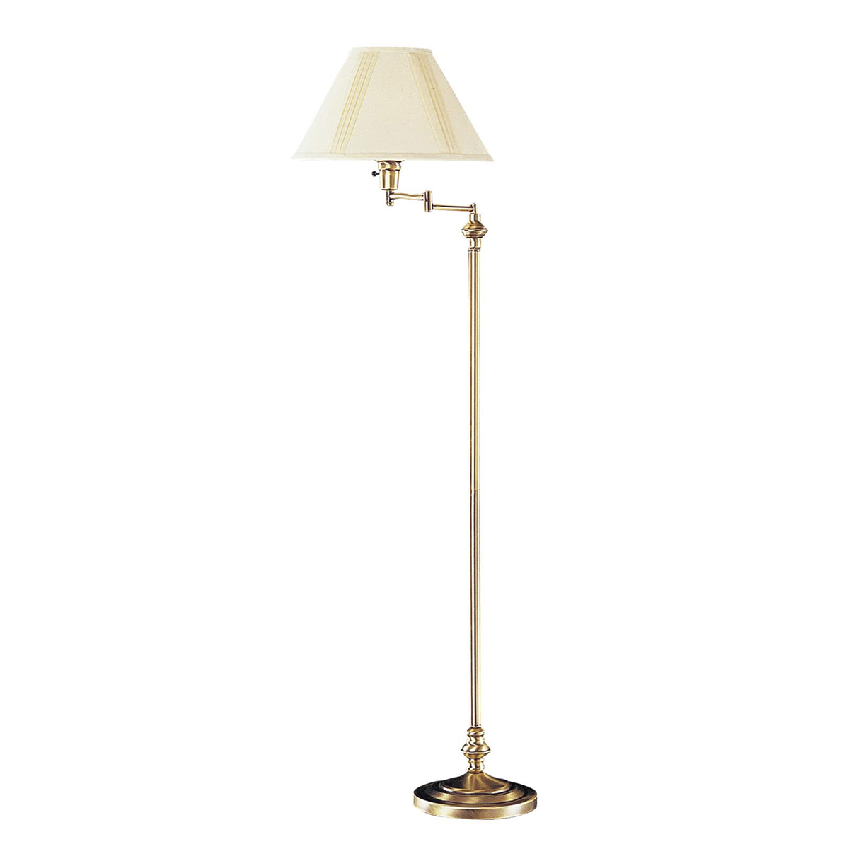HomeRoots 59 Bronze Metal Swing Arm Floor Lamp With Beige Fabri