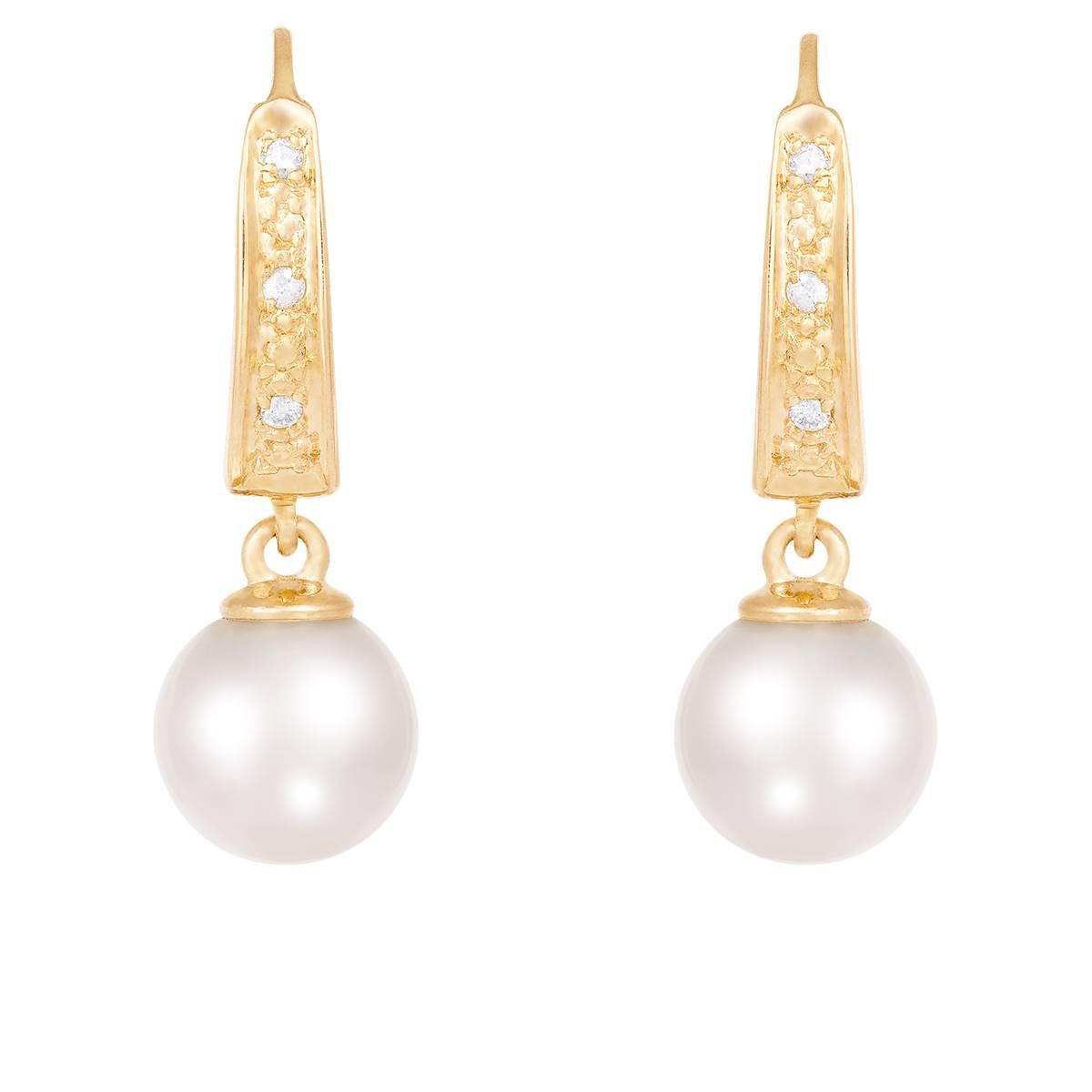 Splendid Pearls 14kt. Gold Akoya Pearl &amp; Diamond Earrings