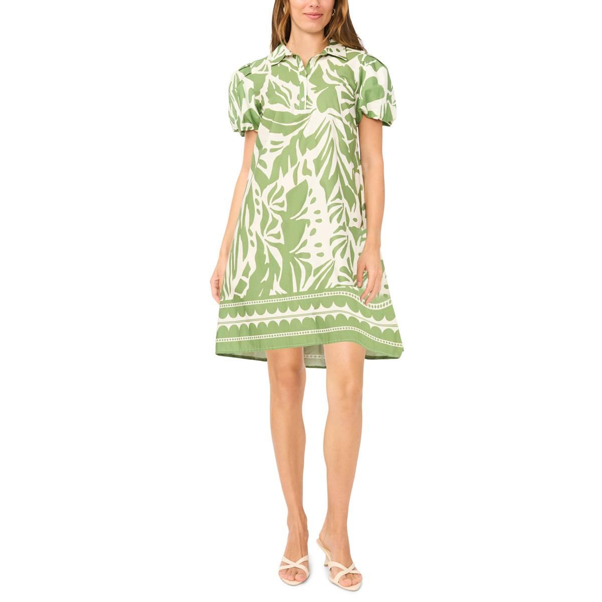 Womens MSK Puff Slv Print Cttn Shirtdress