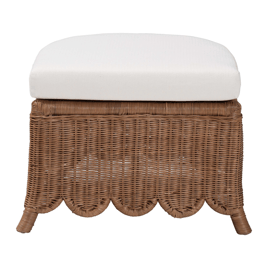 bali & pari Detta Natural Rattan Footstool with Cushion