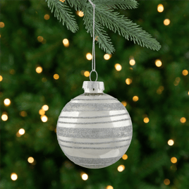 Northlight 4ct. Silver Stripes Christmas Shiny Glass Ornaments