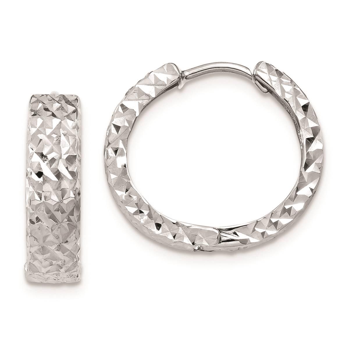 Gold Classics(tm) 14kt. White Gold Diamond Hoop Earrings