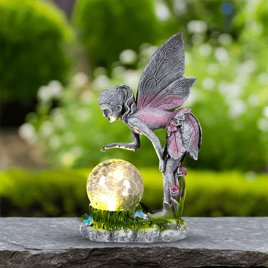 Northlight Solar Fairy with Gazing Ball Outdoor Garden Statue