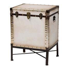 Baxton Studio Laura Vintage White Canvas Lift-Top End Table