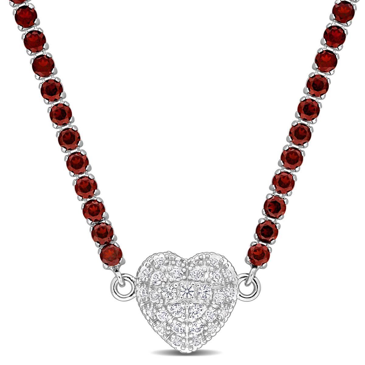 Sophia B Garnet & Created White Sapphire Collar Necklace