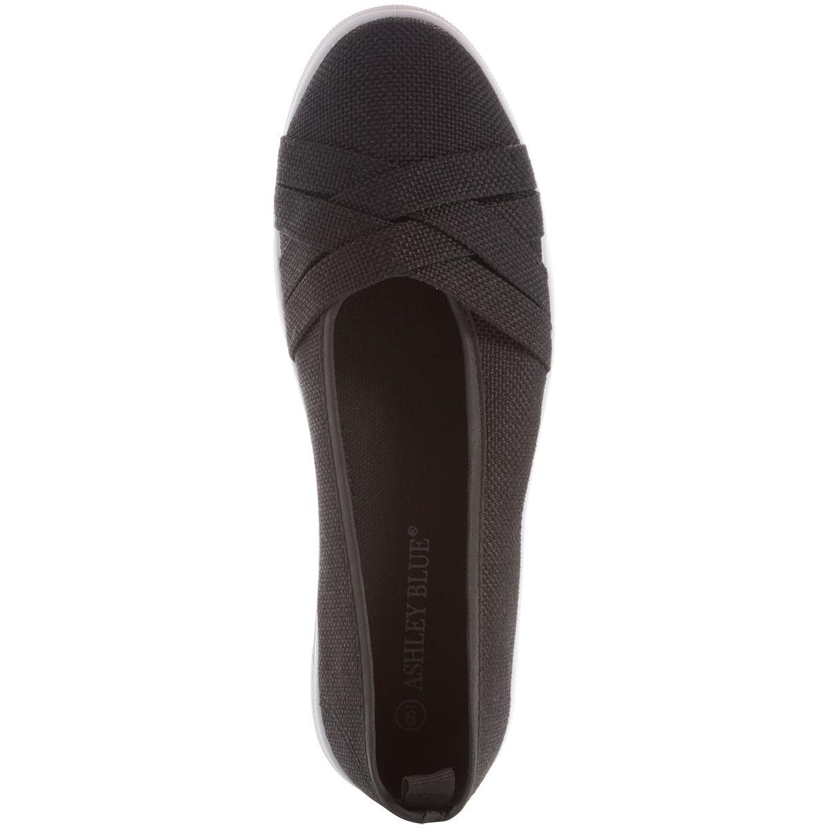 Womens Ashley Blue Solid Canvas Slip On Flats