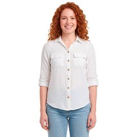 Womens Notations 3/4 Button Front Solid Tuwa Blouse
