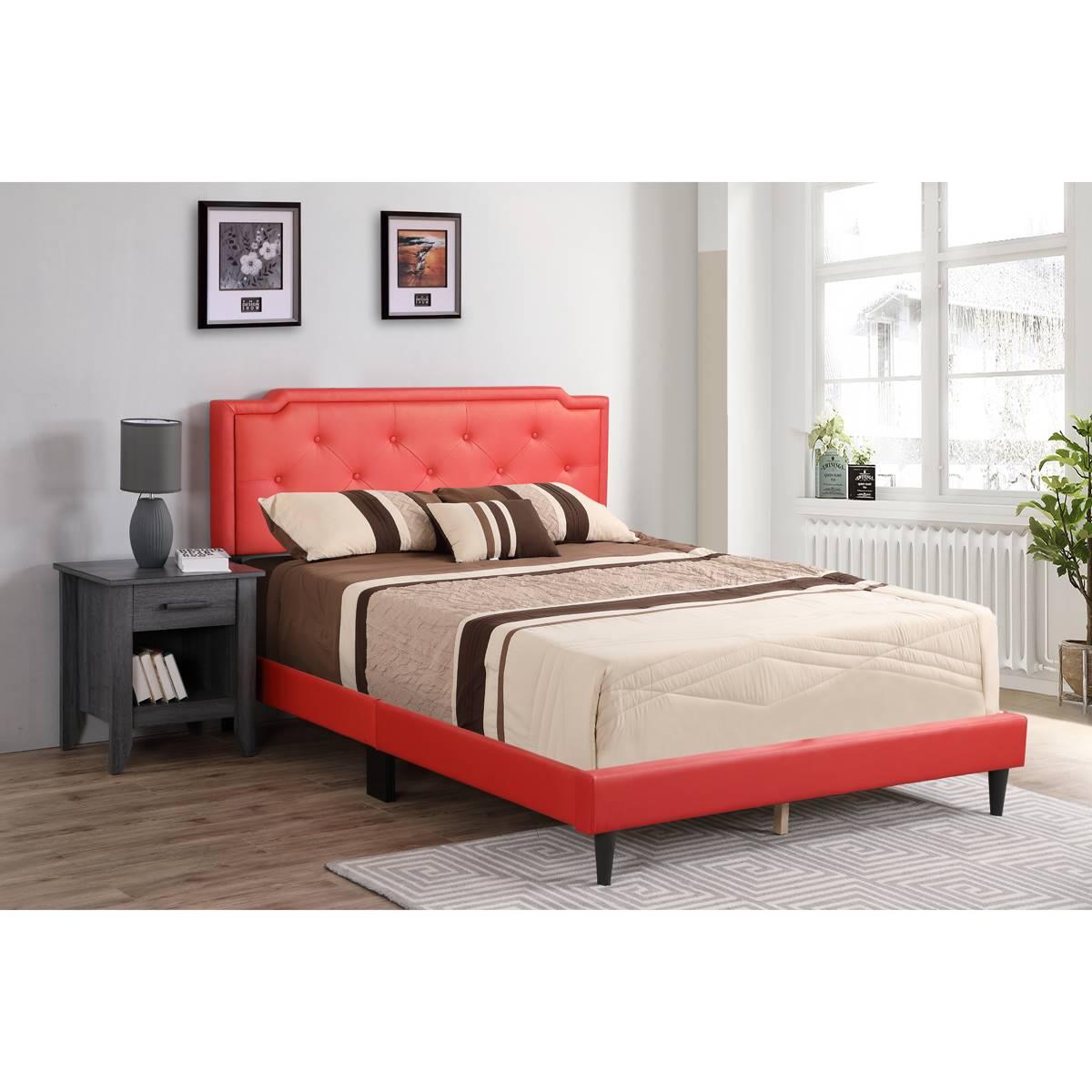 Passion Furniture Deb Jewel Tufted Panel Bed Frame - Queen