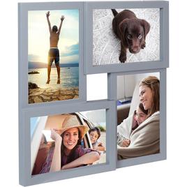 Malden 4-Opening Grey Square Puzzle Frame - 4x6
