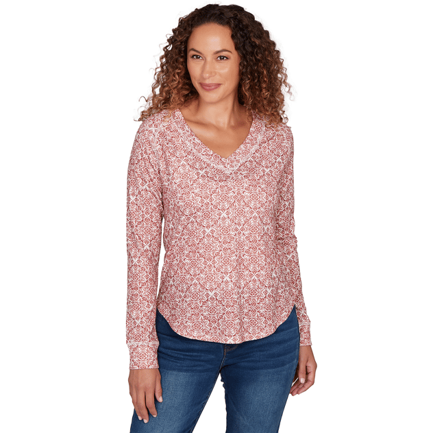 Womens Skye’s the Limit Cozy Up V Neck Medallion Blouse