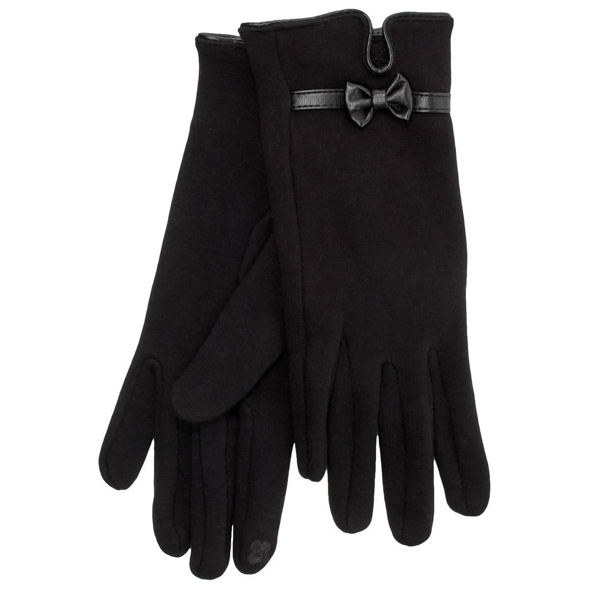 Womens Olivia Parker Fleece Touchscreen Gloves w/ Bow