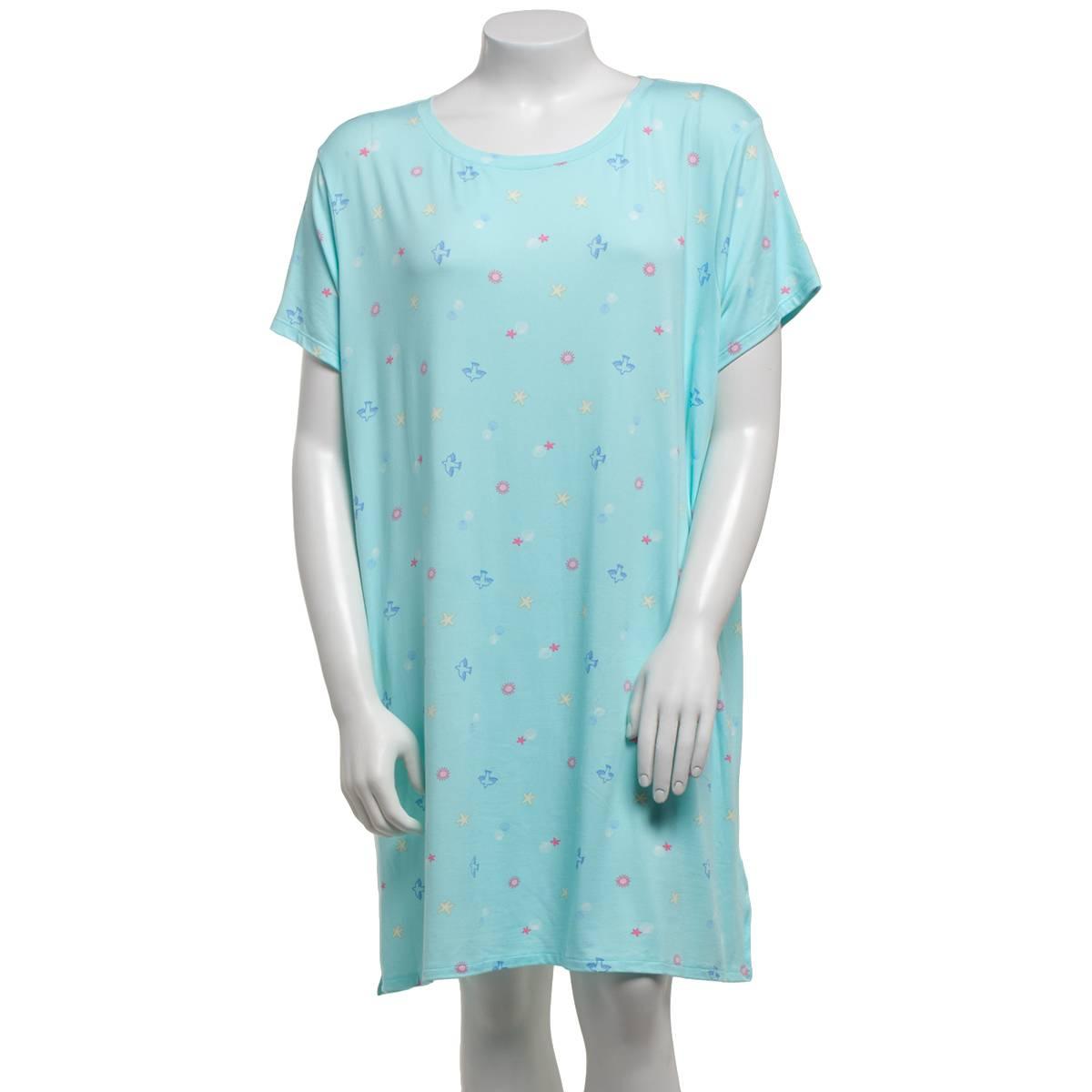 Plus Size Jaclyn Short Sleeve Tossed Icon Neck Nightshirt