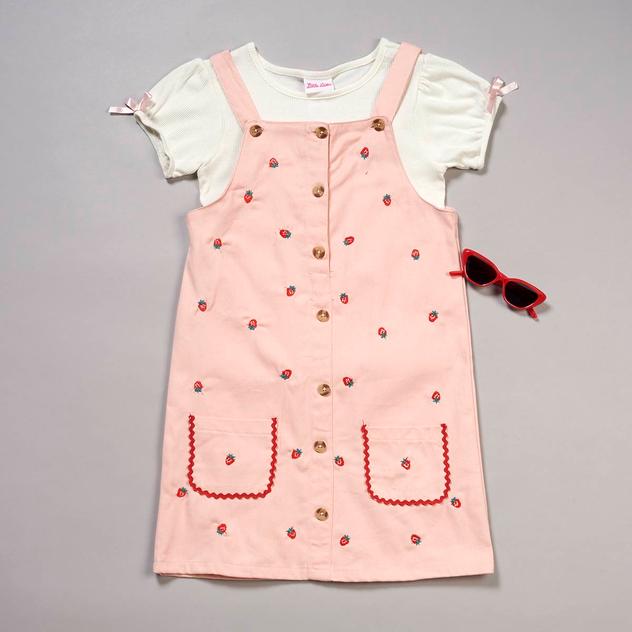 Girls (7-12) Little Lass® Strawberry Jumper w/ Short Sleeve Top