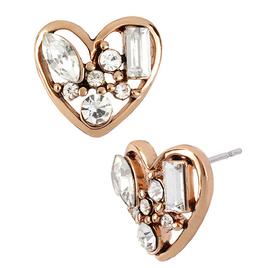 Betsey Johnson Crystal Heart Stud Earrings