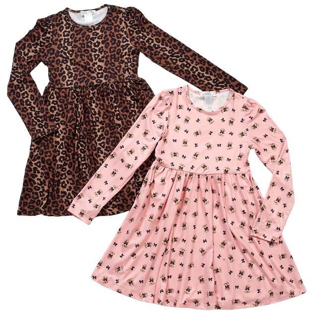 Girls (7-12) Emma & Elsa 2pk. Long Sleeve Leopard & Cat Dresses
