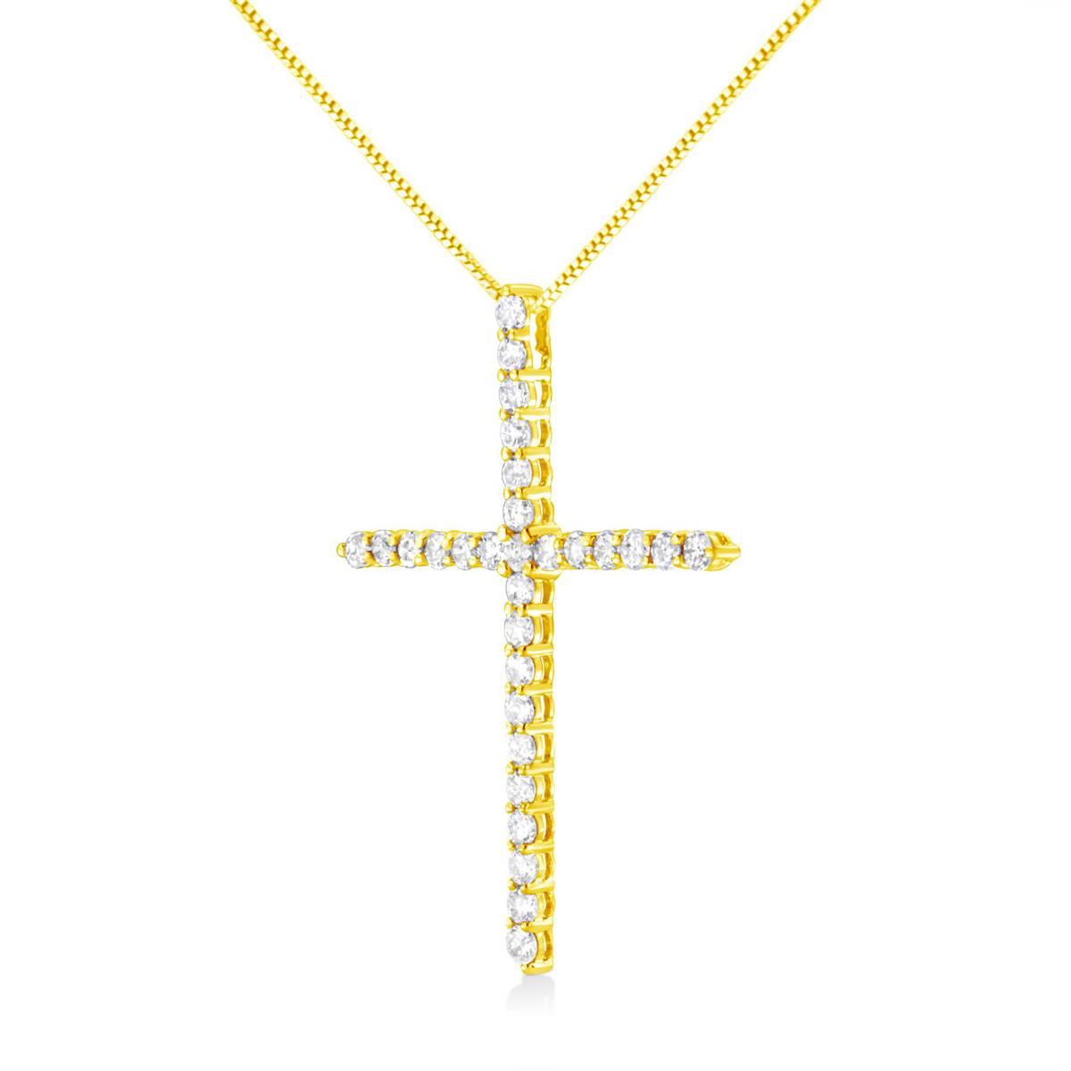 Haus of Brilliance 10kt. Gold Plated 3.0ct. Diamond Cross Pendant