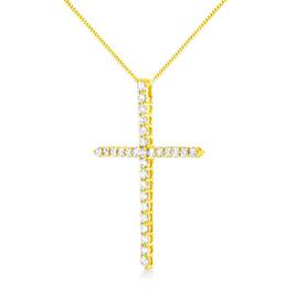 Haus of Brilliance 10kt. Gold Plated 3.0ct. Diamond Cross Pendant