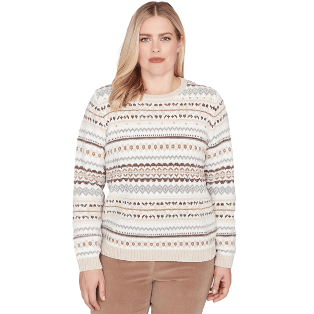 Petite Alfred Dunner Vienna Fair Isle Chenille Sweater