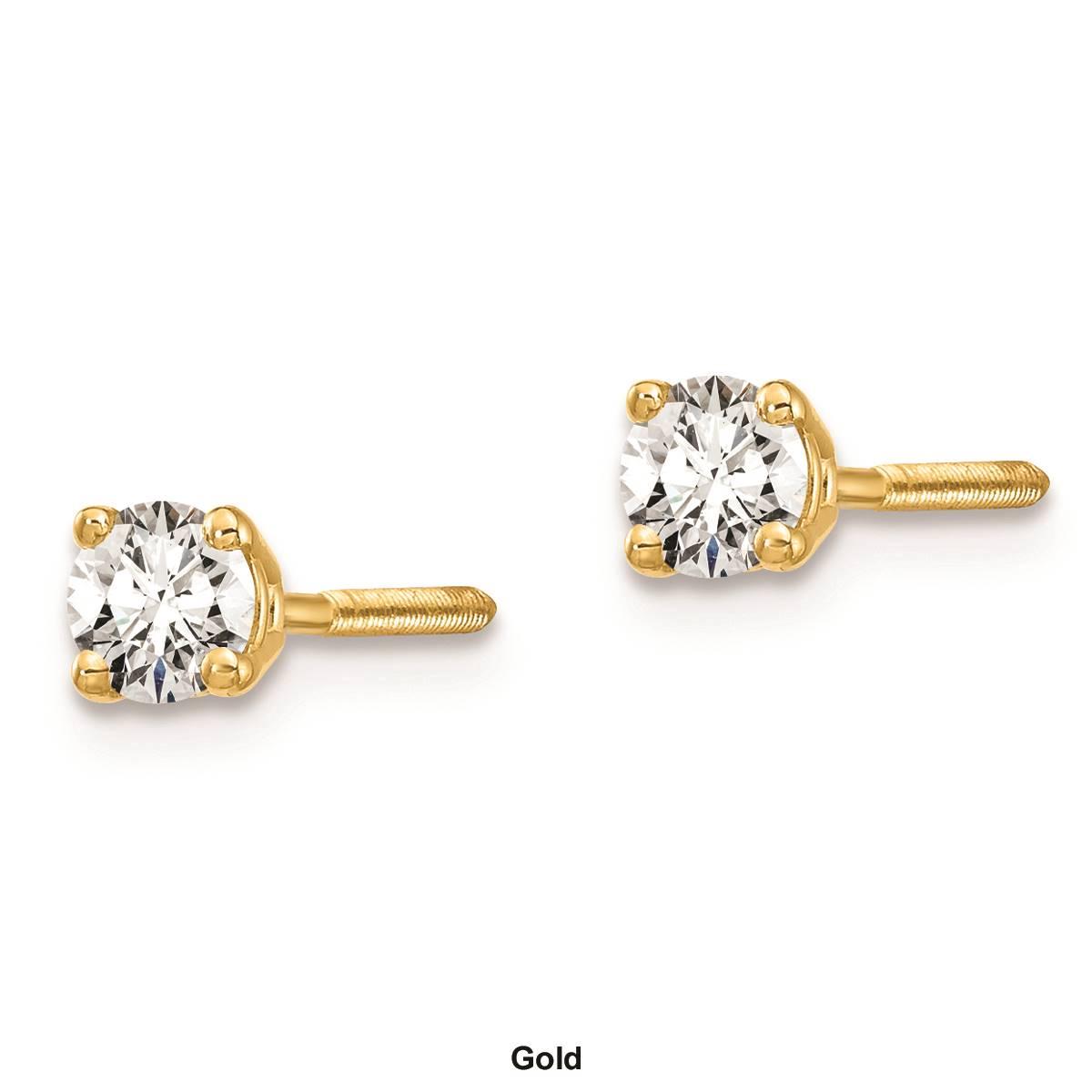 Pure Fire 14kt. Gold 1/5ctw. Diamond 4-Prong Screw Earrings