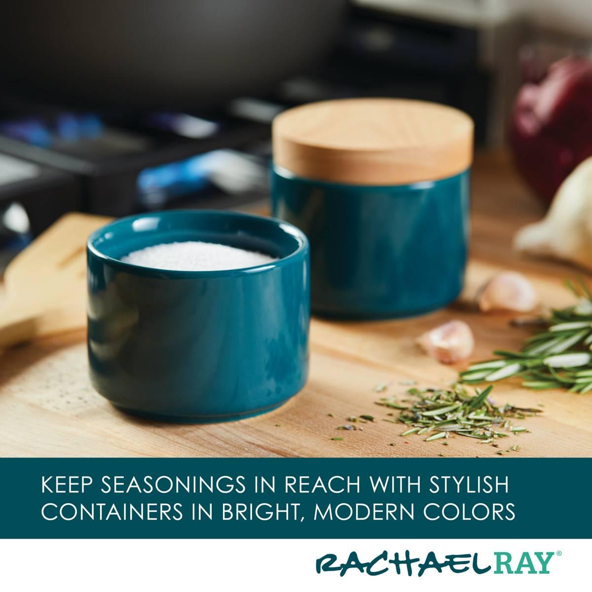 Rachael Ray 2pc. Ceramic Stacking Spice Box Set w/Lid-Teal Blue