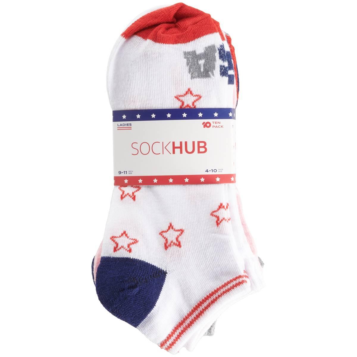 Womens Sock Hub 10pk. USA Low Cut Socks
