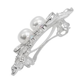 Roman Silver-Tone Crystal and Pearl Hair Barrette