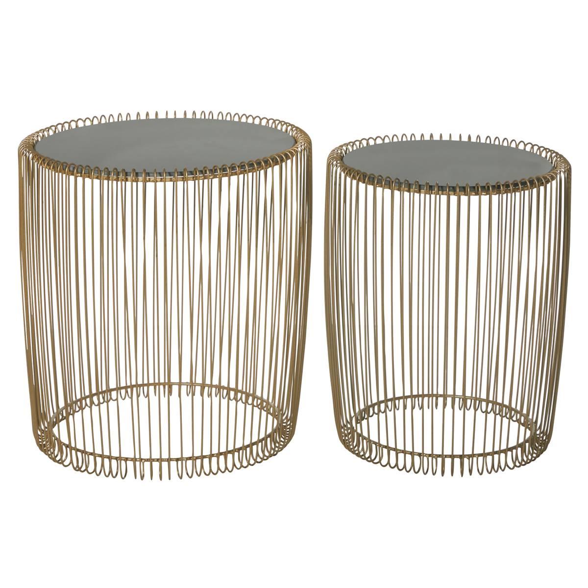 9th & Pike(R) Gold Metal Contemporary Accent Table - Set of 2