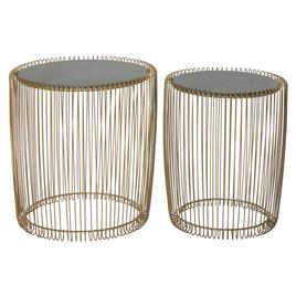 9th & Pike(R) Gold Metal Contemporary Accent Table - Set of 2